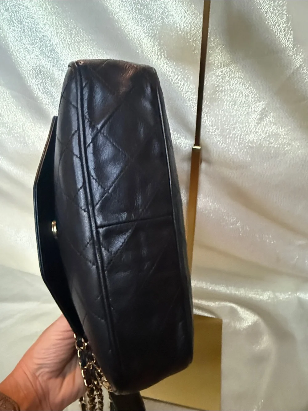 CHANEL Black Quilted Lambskin Shoulder Camera Bag with Tassel Vintage